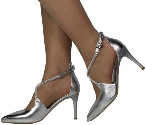 Czółenka Na Szpilce Prestige 2281/SZP Srebro Lico SR Skóra Naturalna