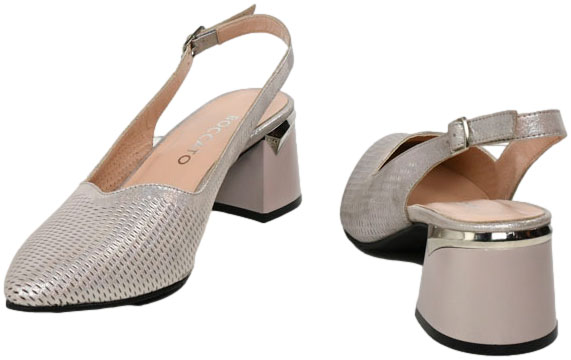 Sandały Boccato 049.7000 Bej Saten  Skóra Naturalna