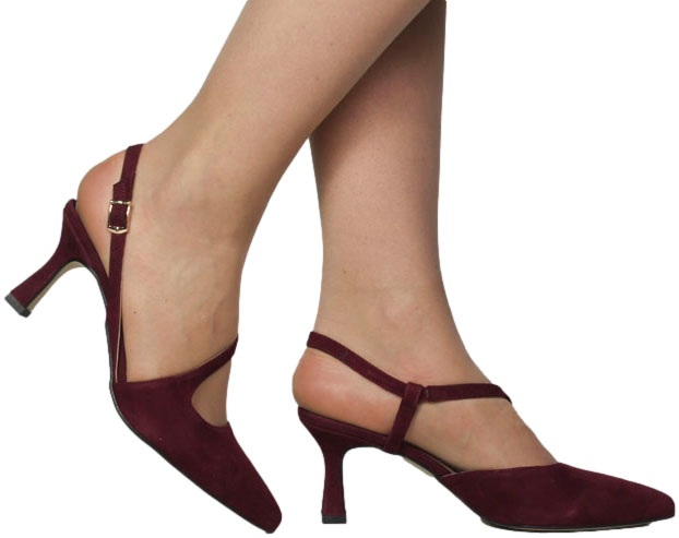 Sandały Exquisite 1732 Bordo Zamsz Skóra Naturalna