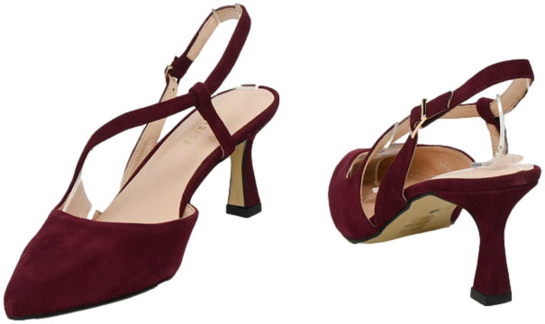 Sandały Exquisite 1732 Bordo Zamsz Skóra Naturalna