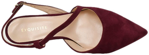 Sandały Exquisite 1732 Bordo Zamsz Skóra Naturalna