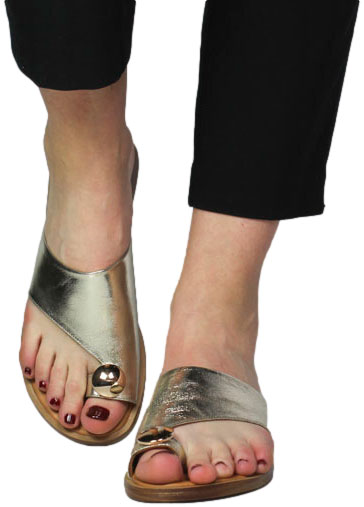 Klapki  Boccato 0105-7035-232125 41Gold Skóra Naturalna