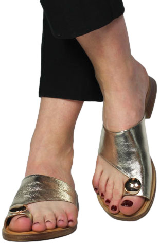 Klapki  Boccato 0105-7035-232125 41Gold Skóra Naturalna