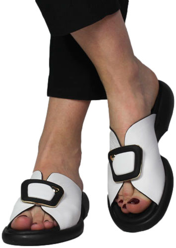 Klapki Boccato 0450-005 White Leather SYH  Skóra Naturalna