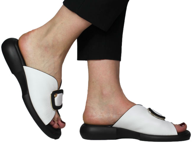 Klapki Boccato 0450-005 White Leather SYH  Skóra Naturalna