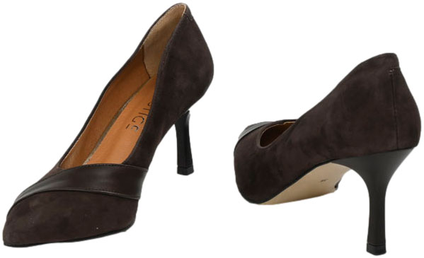 Szpilki Modne Prestige 2265/SZP Br-Zamsz +Lico Skóra Naturalna