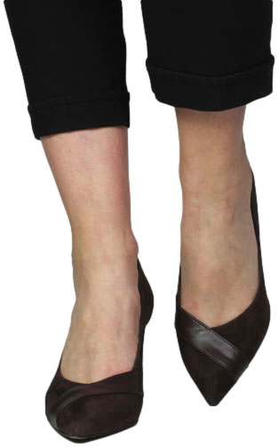 Szpilki Modne Prestige 2265/SZP Br-Zamsz +Lico Skóra Naturalna