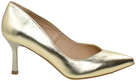 Szpilki Wygodne Prestige 2263/SZP Złoty Lico Skóra Naturalna