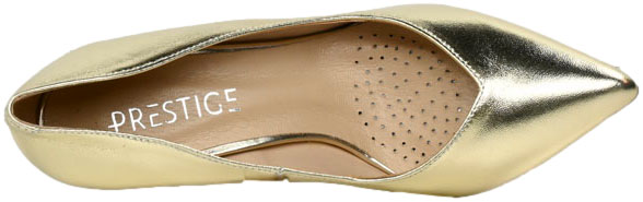 Szpilki Wygodne Prestige 2263/SZP Złoty Lico Skóra Naturalna