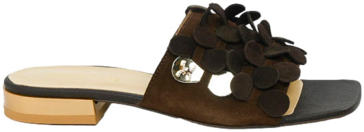 Klapki  Boccato 1172 Brąz Welur Skóra Naturalna