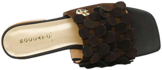 Klapki  Boccato 1172 Brąz Welur Skóra Naturalna