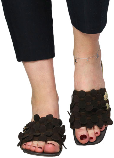 Klapki  Boccato 1172 Brąz Welur Skóra Naturalna