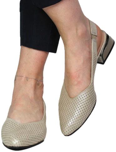 Sandały Boccato 049.5908 Gold Saten  Skóra Naturalna