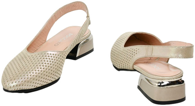 Sandały Boccato 049.5908 Gold Saten  Skóra Naturalna