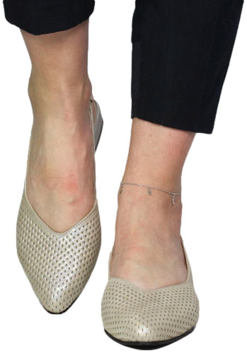 Sandały Boccato 049.5908 Gold Saten  Skóra Naturalna