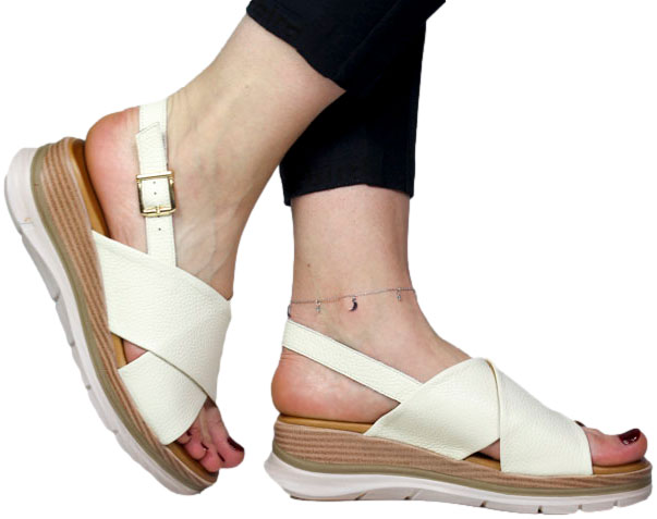 Sandały Boccato 030.104.2231 1001 Beige Skóra Naturalna