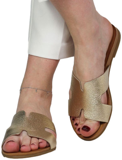 Klapki Boccato 030.02.0660 Botanic Gold Skóra Naturalna