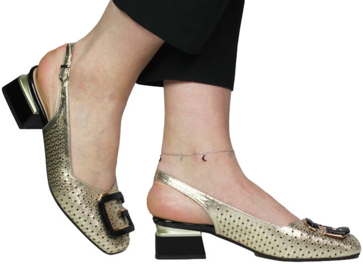 Sandały Boccato 335.604 191-40T S.ALTN Złoto Skóra Naturalna