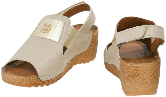 Sandały Lemar 50110 V.Taupe+Złoto Skóra Naturalna