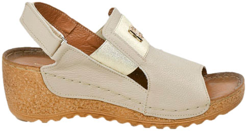 Sandały Lemar 50110 V.Taupe+Złoto Skóra Naturalna