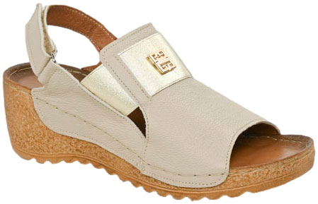 Sandały Lemar 50110 V.Taupe+Złoto Skóra Naturalna