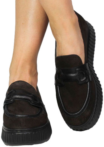 Mokasyny Wonders A-5203 Charme Testa Wild Negro Skóra Naturalna