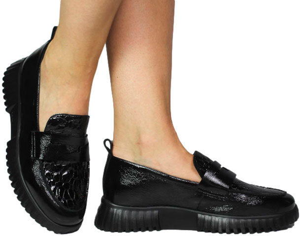 Mokasyny Wonders A-4420 Lack Negro Gakil Negro Skóra Naturalna