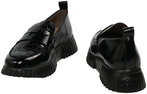Mokasyny Wonders A-4420 Lack Negro Gakil Negro Skóra Naturalna