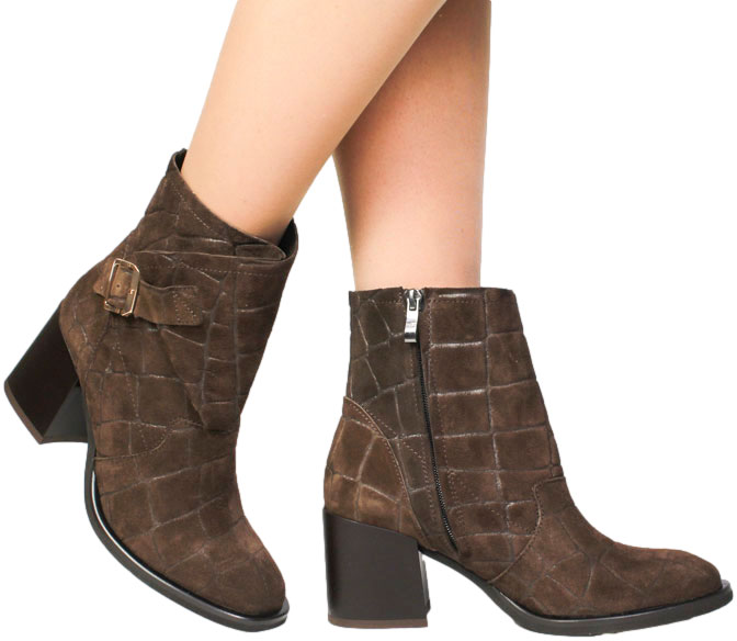 Botki Boccato 1212 Brąz Croco 321 Skóra Naturalna