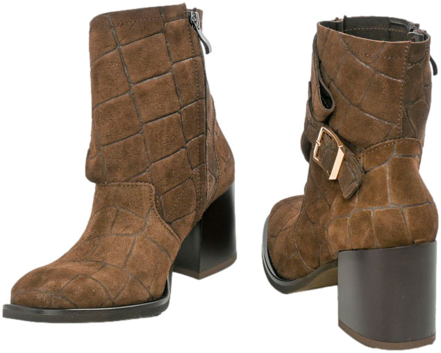 Botki Boccato 1212 Brąz Croco 321 Skóra Naturalna
