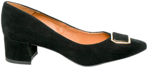 Czółenka Stylowe Prestige 2319/OBL K-Zamsz Czarny Skóra Naturalna