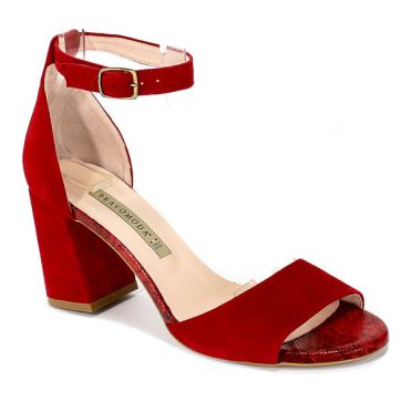 Sandały Bravo Moda 1638 Czerwony Zamsz Skóra