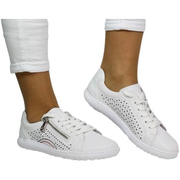 Sneakersy Stylowe Rieker 52824-80 Białe Skóra Naturalna