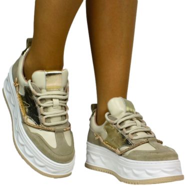 Sneakersy Modne Boccato 461.7641 B23 Beige Skóra Naturalna