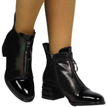 Botki Modne Loretta Vitale C2439602 Black Patent Skóra Naturalna