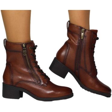 Botki Stylowe Tamaris 1-25130-43 305 Cognac Brązowe Skóra Naturalna