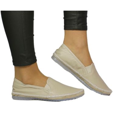 Espadryle Polskie Maciejka T3512-04 Beżowe Skóra Naturalna