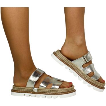 Klapki Stylowe Venezia E109LEGOOBK029 Złoty Skóra Naturalna