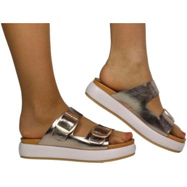 Klapki Stylowe Venezia E038LEGOOBK041 Złoty Skóra Naturalna