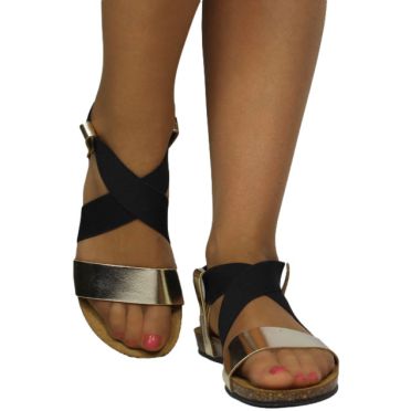 Sandały Stylowe Venezia W001LEGOOBS137 Złoty Skóra Naturalna
