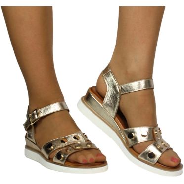 Sandały Stylowe Venezia E075LEGOOBS029 Złoty Skóra Naturalna