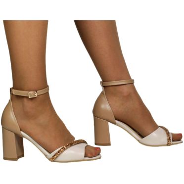 Sandały Stylowe Tomex 1488 010 Ecru/Camel Skóra Naturalna