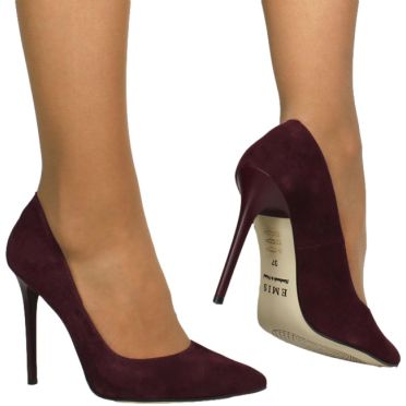 Szpilki Eleganckie Emis Z6684/447 Burgund Skóra Naturalna 