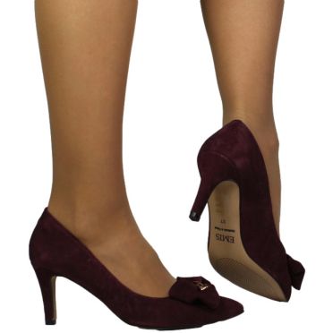 Szpilki Eleganckie Emis Z8342/821o Burgund Skóra Naturalna