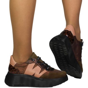 Sneakersy Damskie Wonders A-3631 Trend Conac Nylon Met Bronce