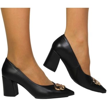 Czółenka Eleganckie Emis SK8325/F068o Czarny Skóra Naturalna 