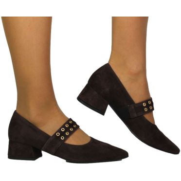 Czółenka Stylowe Emis Z8510/F956o Brąz  Skóra Naturalna 