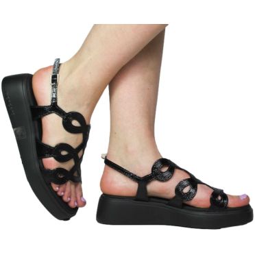 Sandały Wonders A-4503 Lack.v Negro