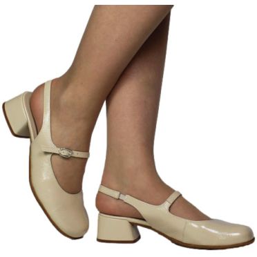 Sandały Wonders D-2401 Lack v Beige Skóra naturalna