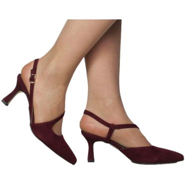 Sandały Exquisite 1732 Bordo Zamsz Skóra Naturalna